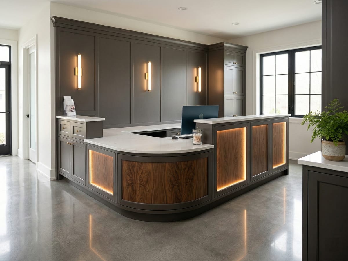 Custom commercial millwork and casework installed in a finished space